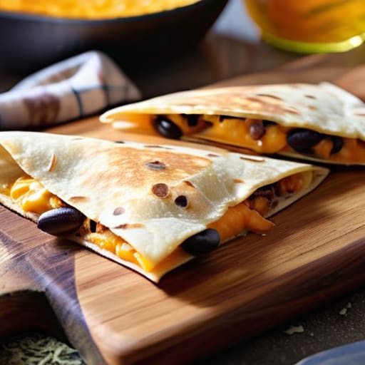 One-Pan Black Bean Quesadillas in a skillet.