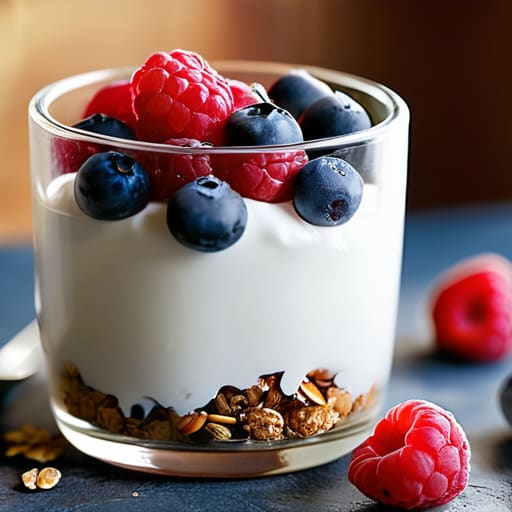 Layered Five-Minute Berry Parfait with Greek yogurt.
