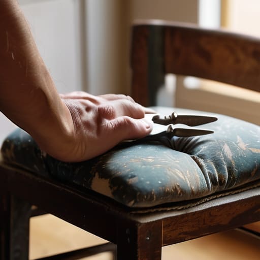 Removing Old Chair Fabric to See What Youre Working With