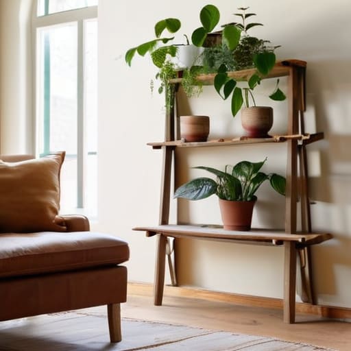 Turn a wooden ladder into a rustic bookshelf.