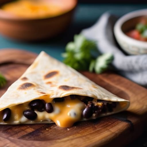 Loaded Black Bean Quesadillas with melted cheese.