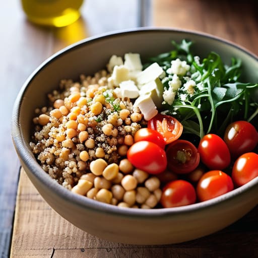 The Five-Minute Mediterranean Bowl with chickpeas.