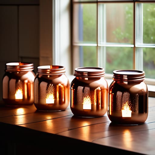 Rustic Upcycled Mason Jar Lighting with copper.