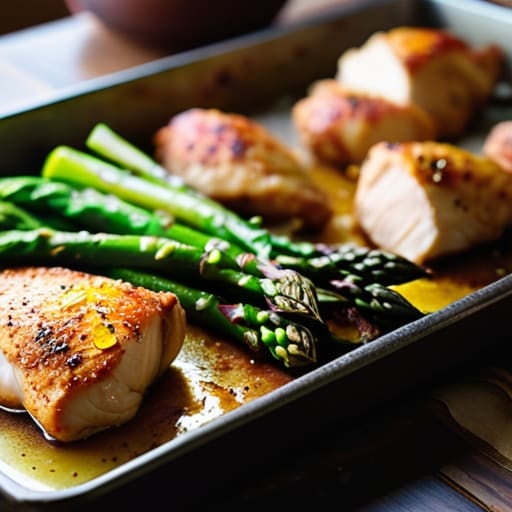 Lemon Garlic Chicken and Asparagus dish.