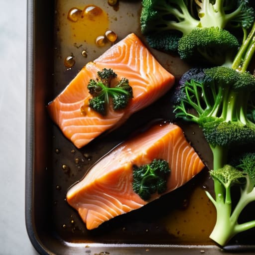 Sheet pan Honey Mustard Salmon and Broccoli.