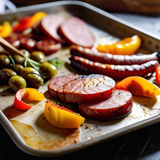 One-Pan Sausage and Pepper Bake sheet pan.