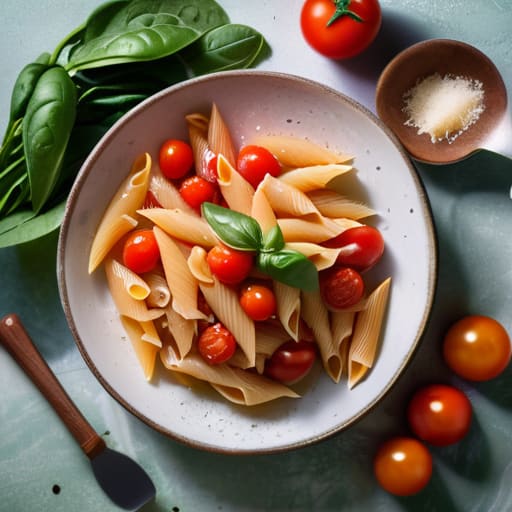 Fresh One-Pan Pesto Pasta with vegetables.